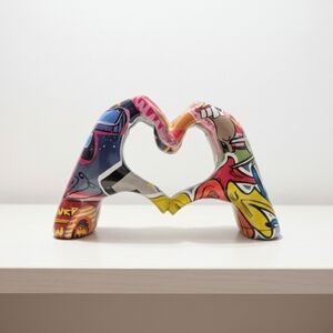 NEW Graffiti Heart Hands Sculpture